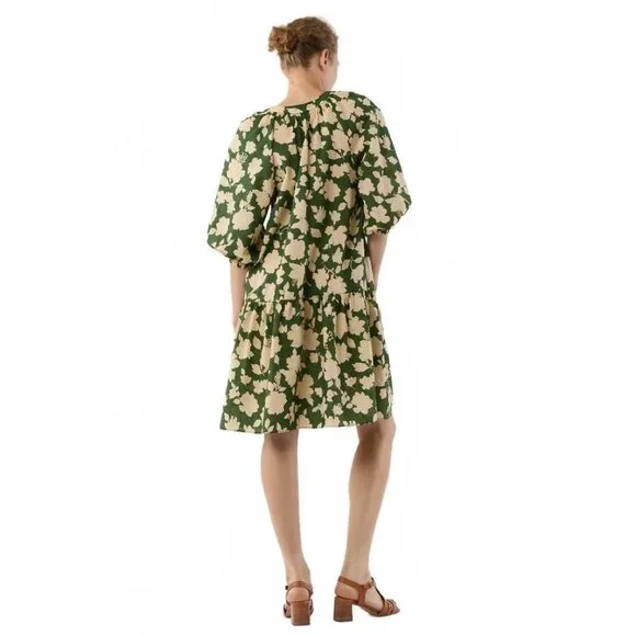 Ann Mashburn green shadow floral seersucker tiered Allegra dress - Picture 5 of 8